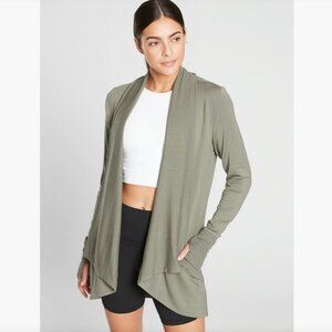 Athleta Pranayama Restore Wrap Cardigan Laurel Olive Green Size Large Tall